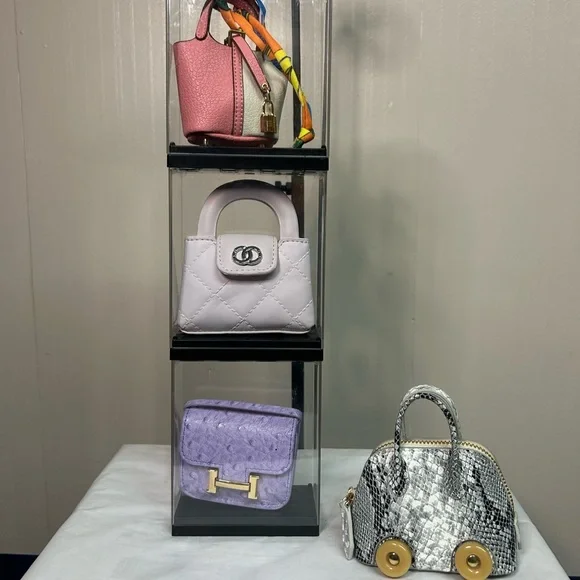 Mini Fashion Handbag Charms-(snake skin print and pink and white only left) - Picture 3 of 3